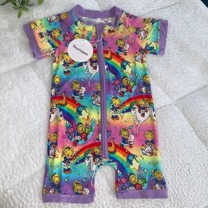 NWT Showstoppers Rainbow Brite Bamboo Shortie Romper 3T